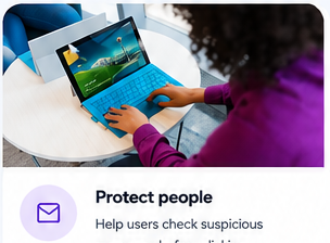 Person checking a suspicious message on a laptop