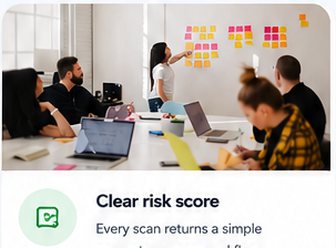 Team reviewing a clear risk score